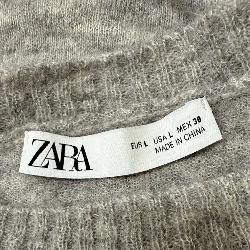 Zara wool alpaca blend lightweight sweater basic layering long sleeve soft cozy - Picture 3 of 9